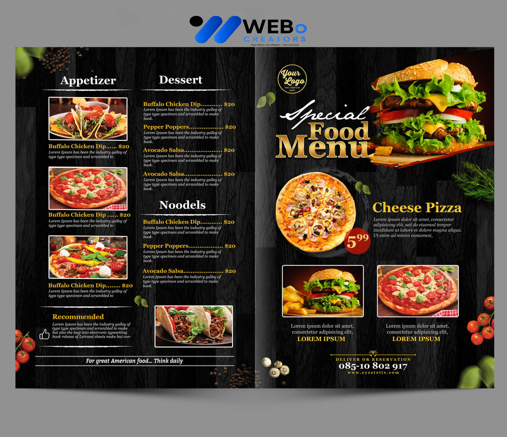Modern restaurant menu design Saudi Arabia 2026 café menu layout food branding design services